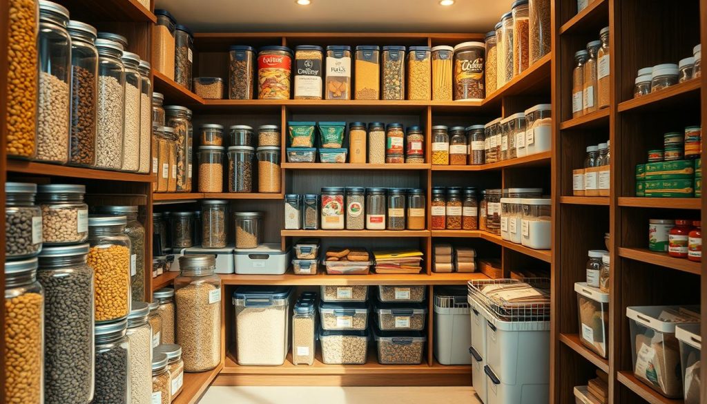 Organized pantry with food storage solutions