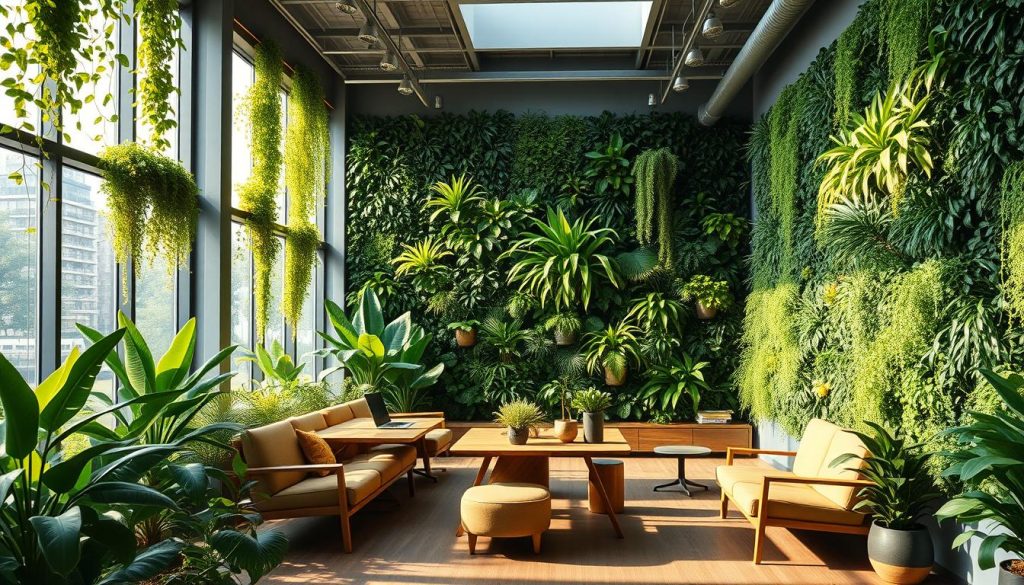 Biophilic office spaces with living walls