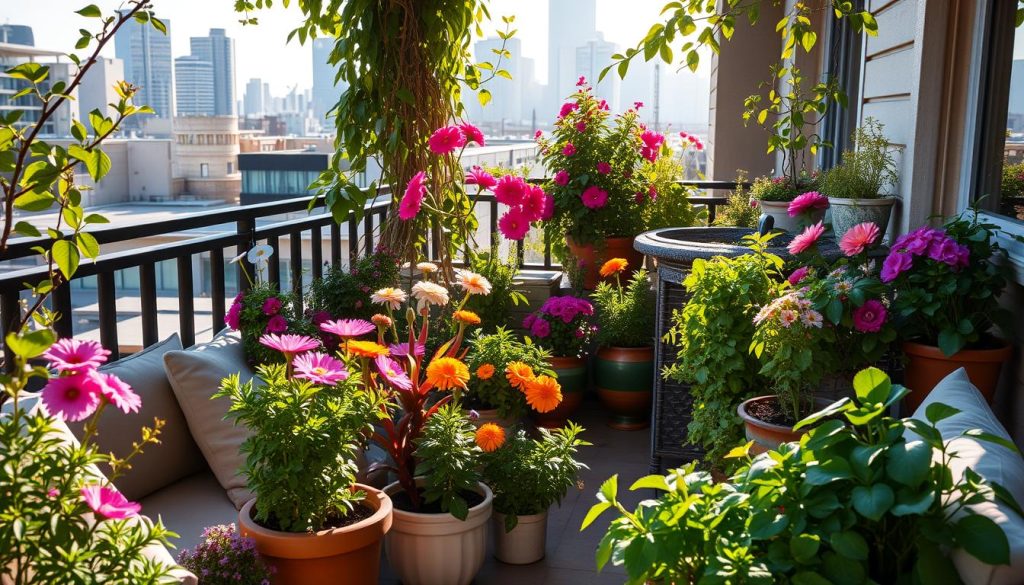 Balcony gardening oasis