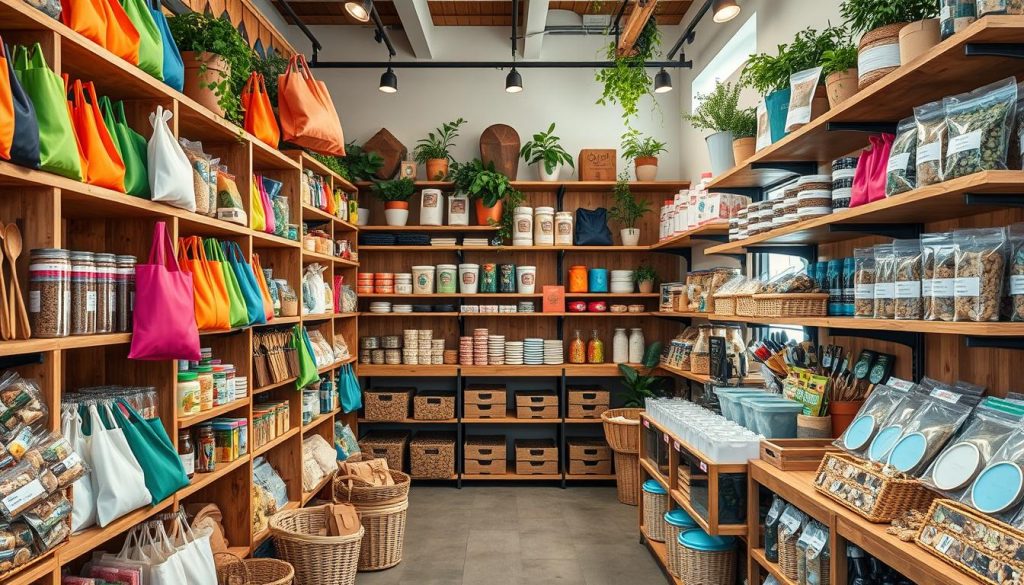 Plastic-free products in eco-friendly retail