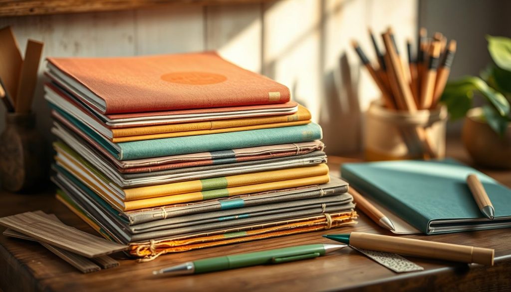 Recycled notebooks made from sustainable materials