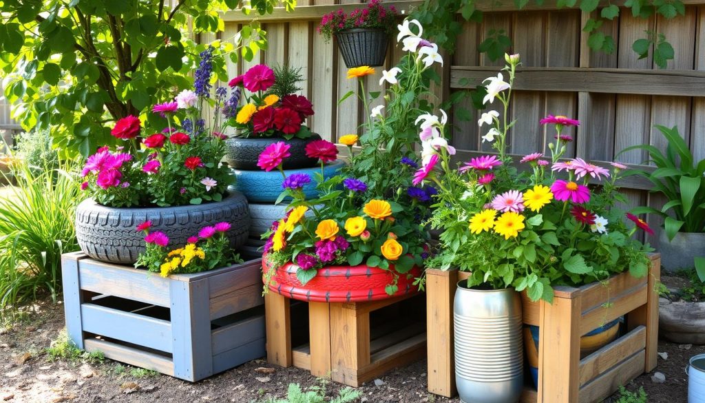 Upcycled garden planters