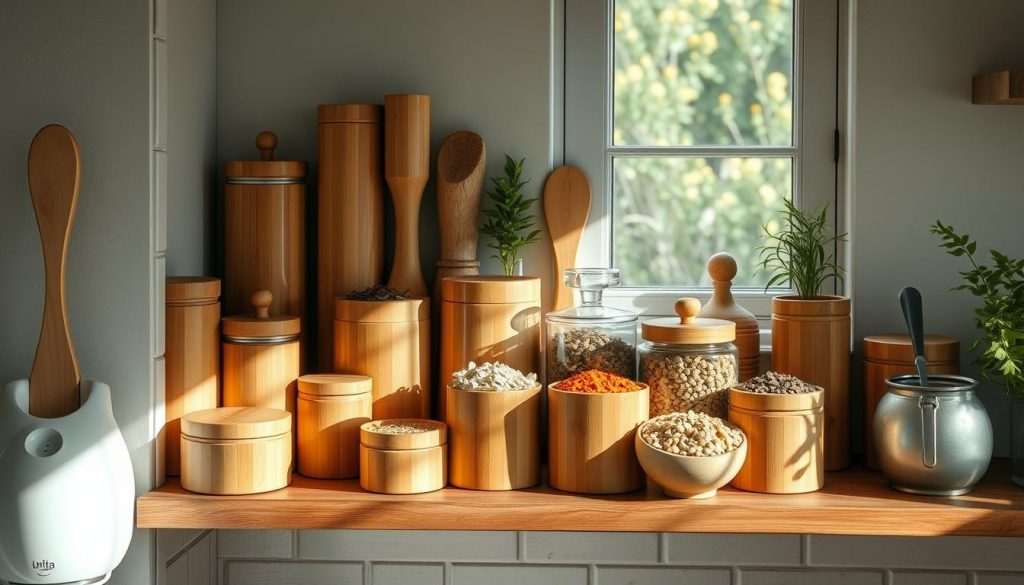 Bamboo kitchen containers