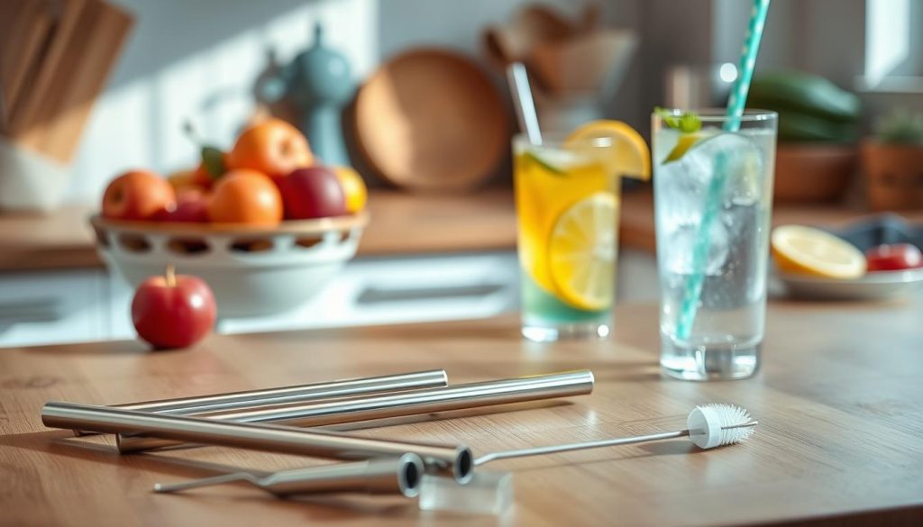 Stainless steel straw set