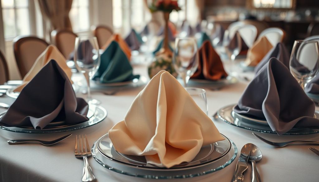 cloth napkins on a table setting