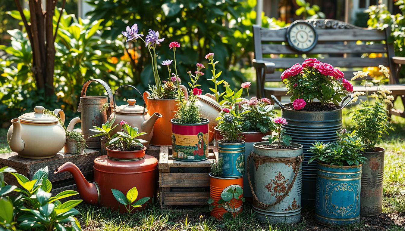 Repurposing old containers for gardening