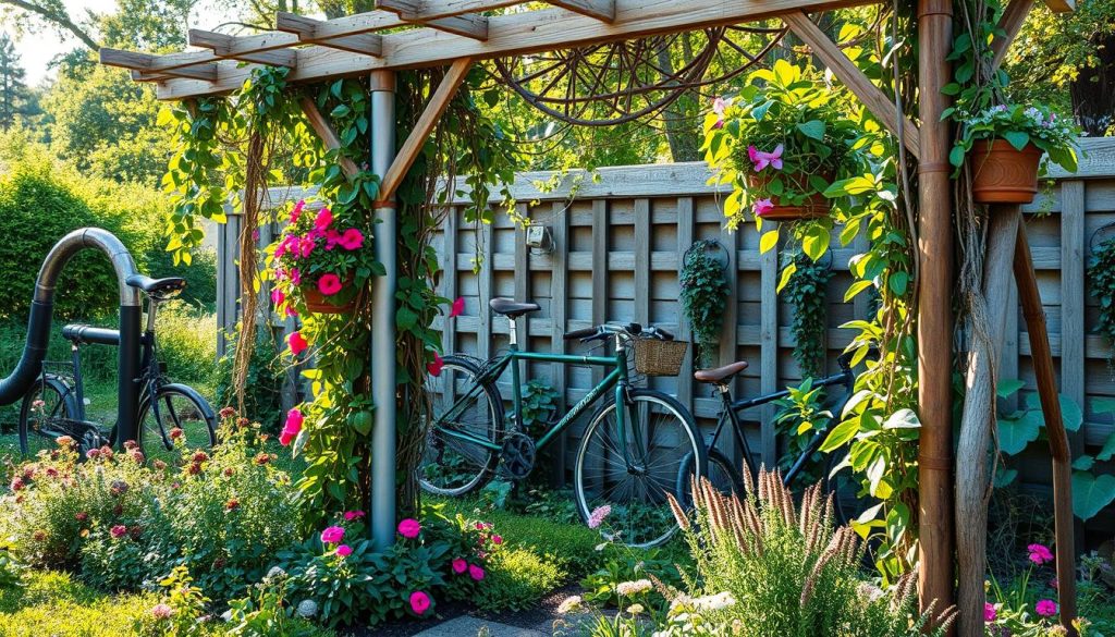 upcycled trellis and support structures