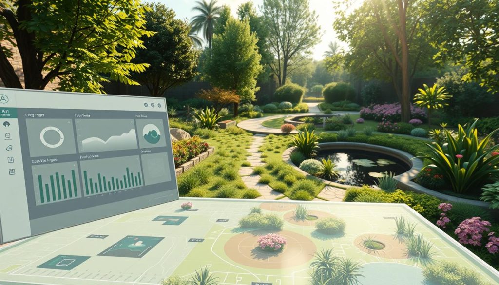 AI garden planner interface showing intelligent garden mapping