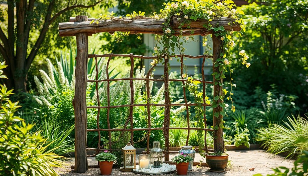 DIY trellis from upcycled materials