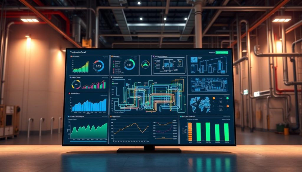 Energy management system dashboard showing real-time monitoring analytics