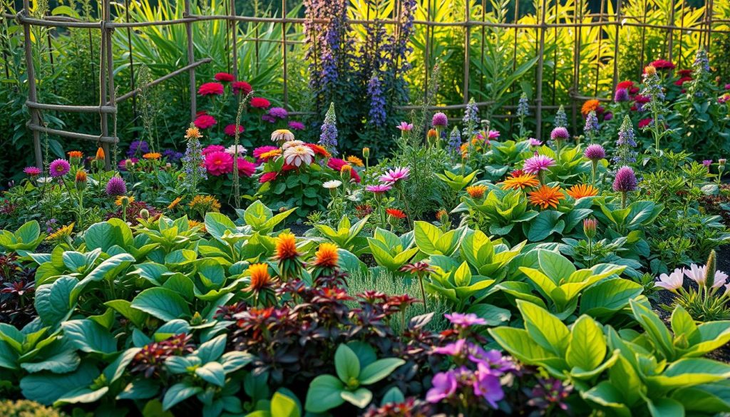 companion planting arrangement showing weed suppression