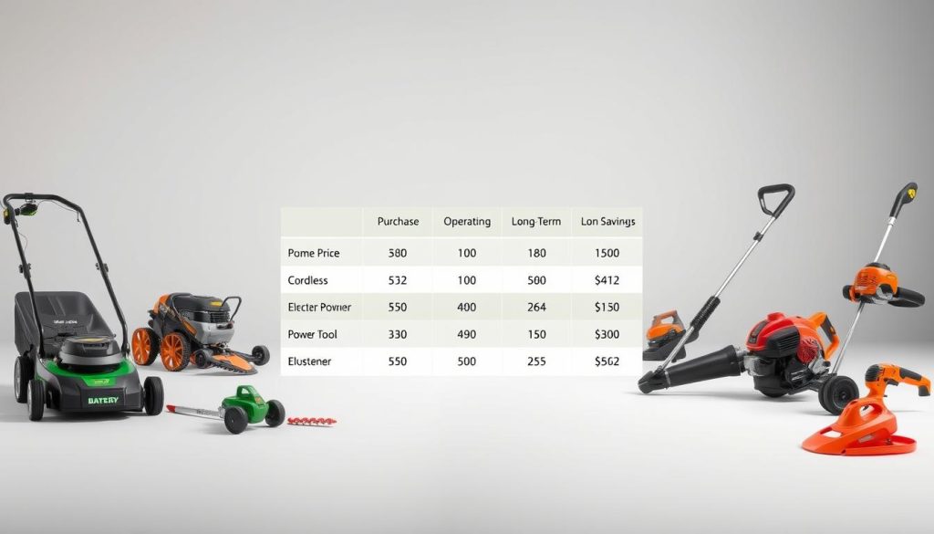 cost comparison of battery-powered lawn tools