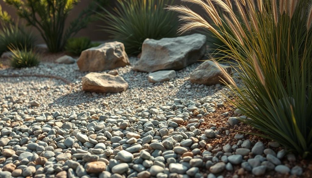 decorative gravel in low-water landscaping