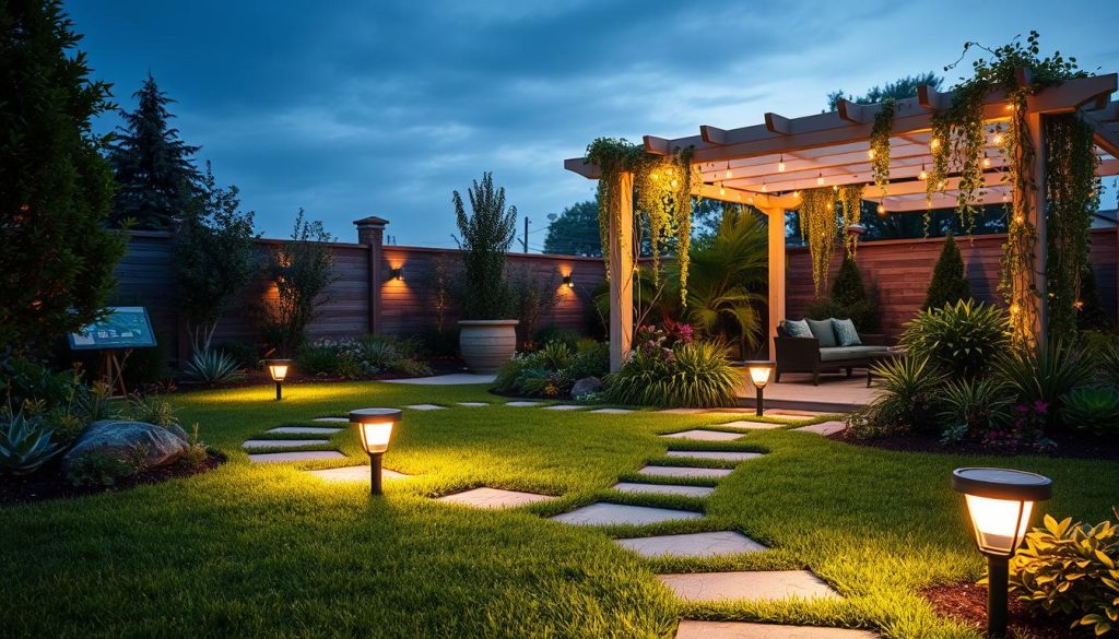 energy-efficient garden design with solar lighting