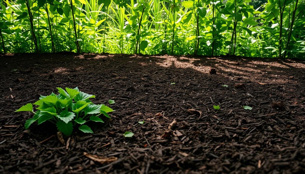 garden mulching for weed suppression