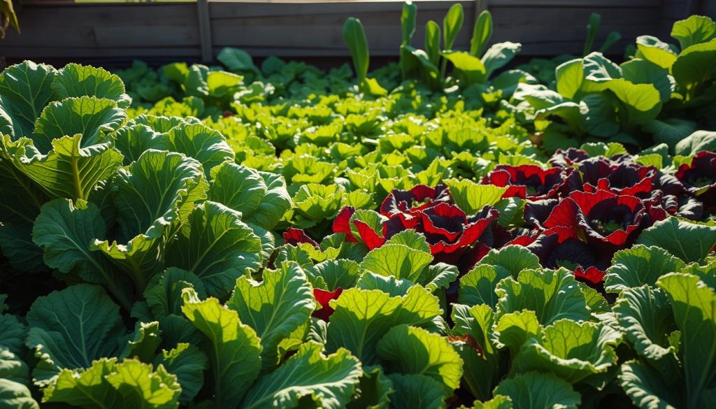 leafy greens in square foot garden
