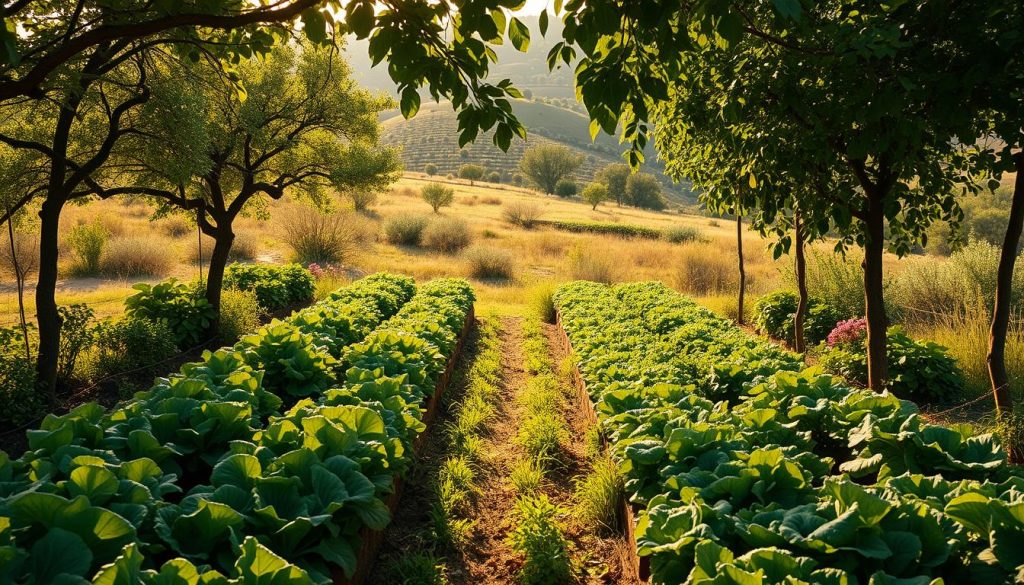 mixed cropping layout design showing complementary plant relationships