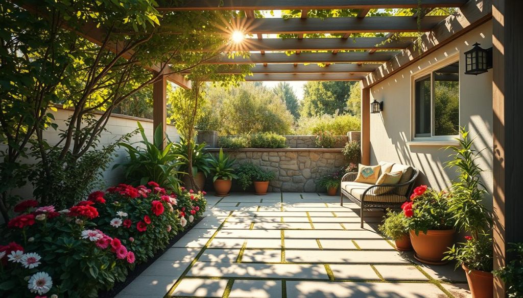 patio garden design sun exposure assessment