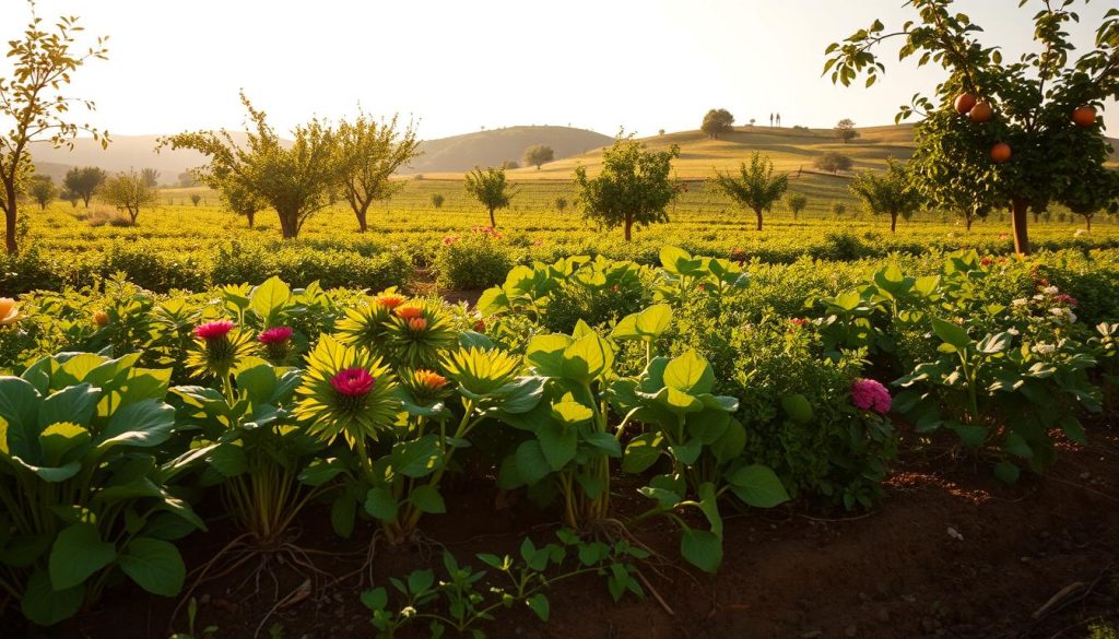 polyculture farming system with multiple plant species