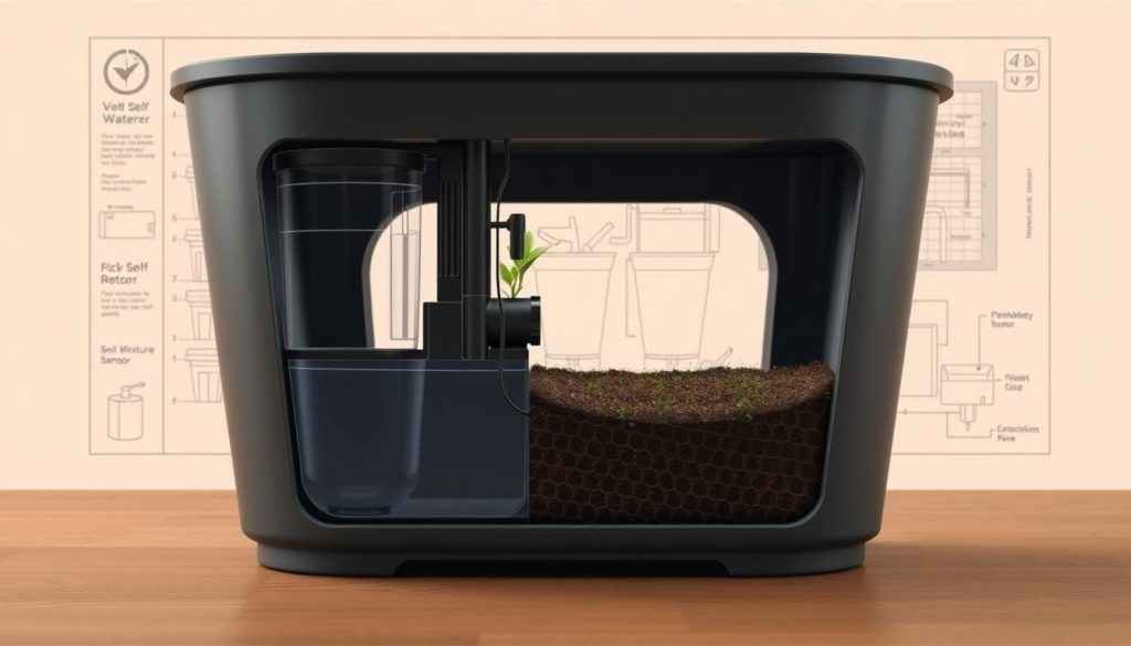 self-watering planters technology diagram