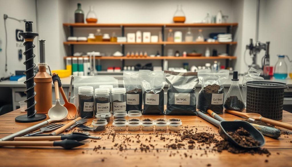 soil testing equipment and samples