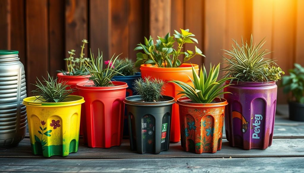 upcycled planters from plastic containers