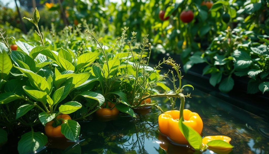 vegetables thriving in water reservoir planters