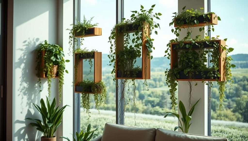 wall-mounted planters improving air quality